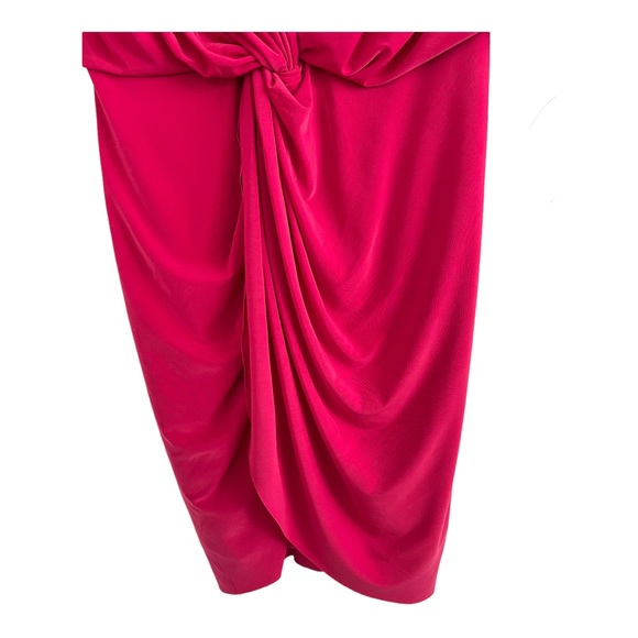 Misa Hot Pink Barbie Ruched Tie Knot Teget Jersey Dress NWT Size Small - Picture 6 of 7